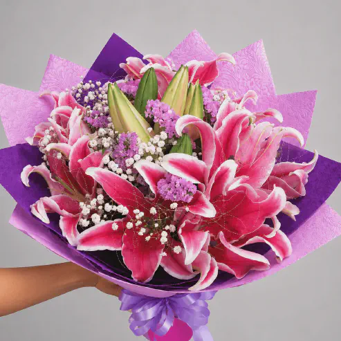 Buket Bunga Lily Pink Eksklusif