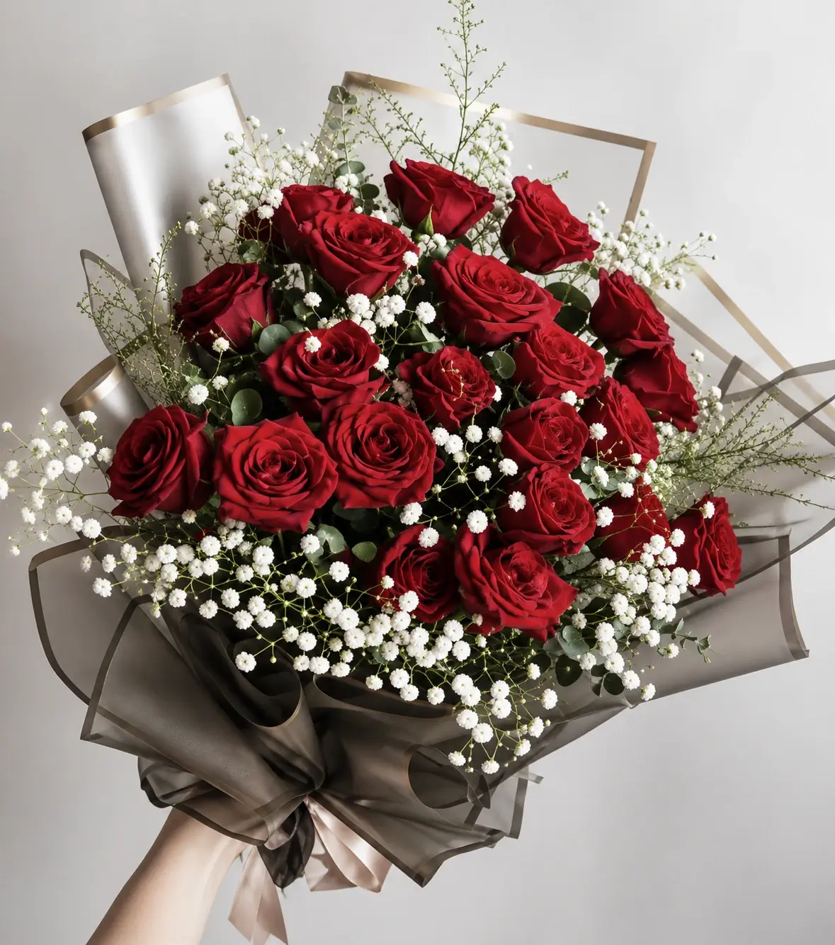 Buket Mawar Merah Klasik Elegan