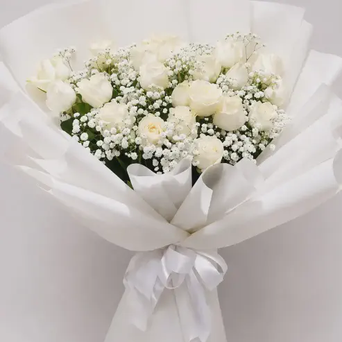 Buket Mawar Putih Premium Pure Elegance