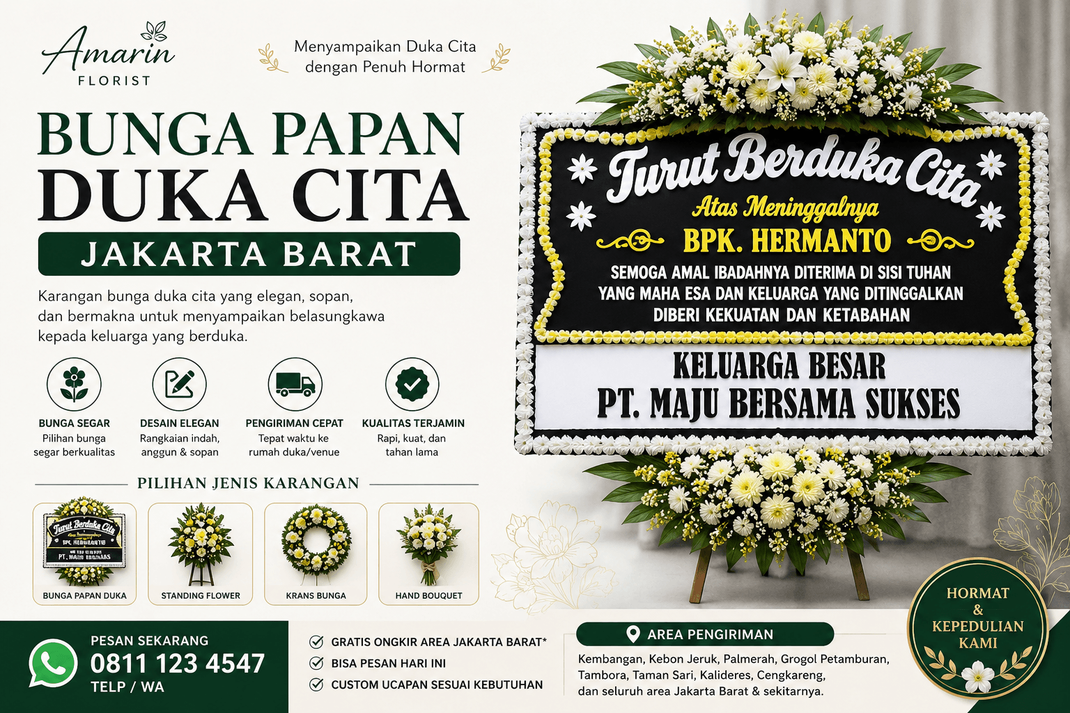Bunga Papan Duka Cita Jakarta Barat | Cara Pilih yang Elegan dan Sopan