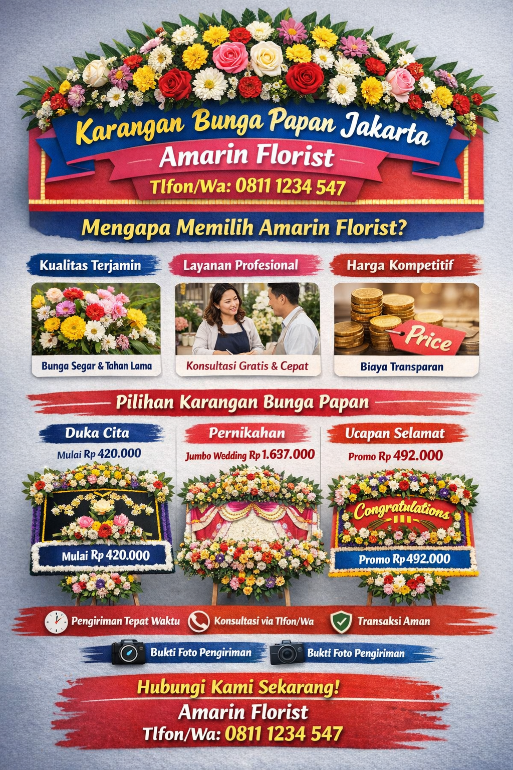 Karangan Bunga Papan Jakarta | Amarin Florist, Tlfon/Wa: 08111234547