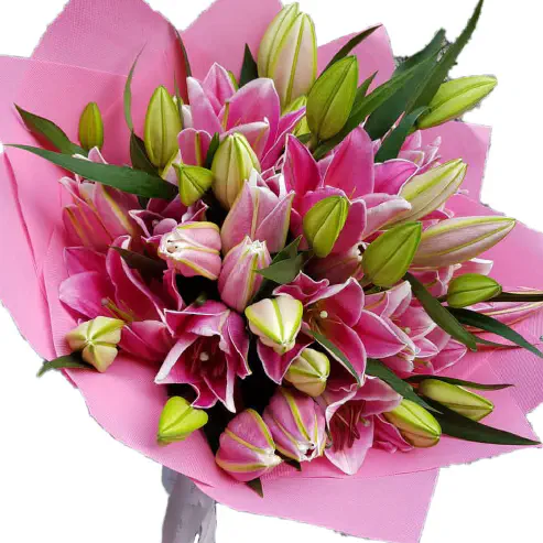Buket Bunga Lily Pink Elegan